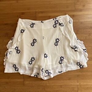 I. Madeline Womens M Shorts Embroidered Floral High Rise White